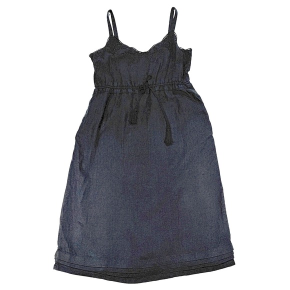 J.Crew Dresses & Skirts - J. Crew Embroidered Linen Drawstring Waist Midi Dress with‎ Pockets Black Size 6